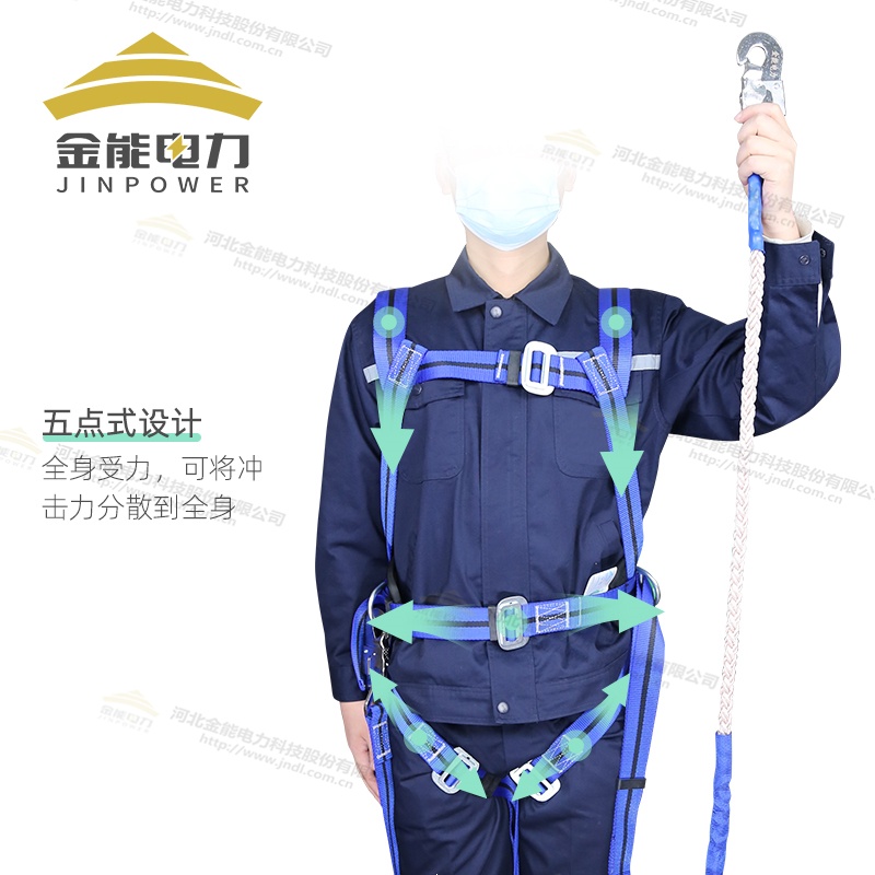 出口型全身式藍(lán)色安全帶拉力可達1.5t檢測報告齊全